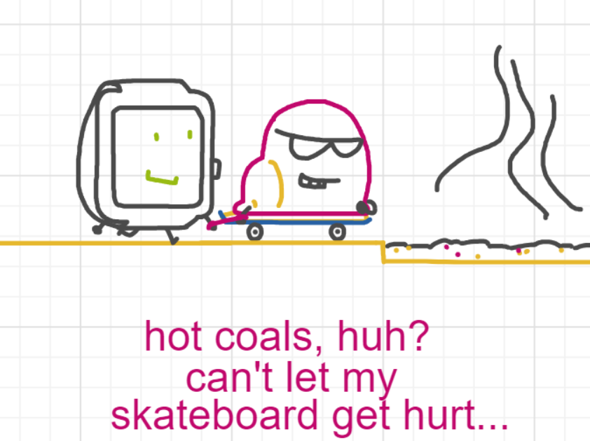 A panel from Running Duos, episode four of the Board Boards object show by Furretwalk/WalkingFurret.